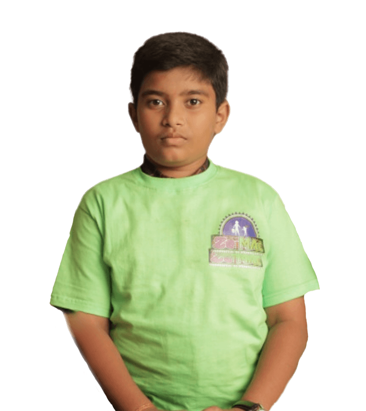 Boy in green shirt with ZeMAC logo